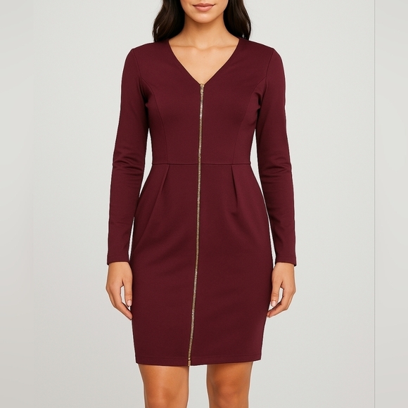 Dynamite Dresses & Skirts - Dynamite Purple Sheath Dress Long Sleeve V-Neck